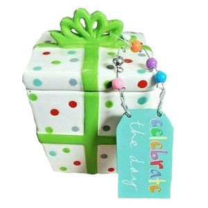 Sandra Magsamen Small Ceramic Cookie Jar With Lid